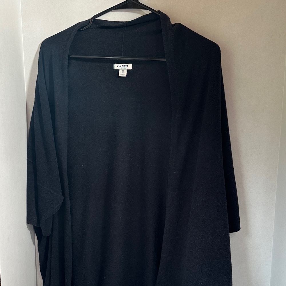 Old navy black open front cardigan slouchy short sleeve size XXL